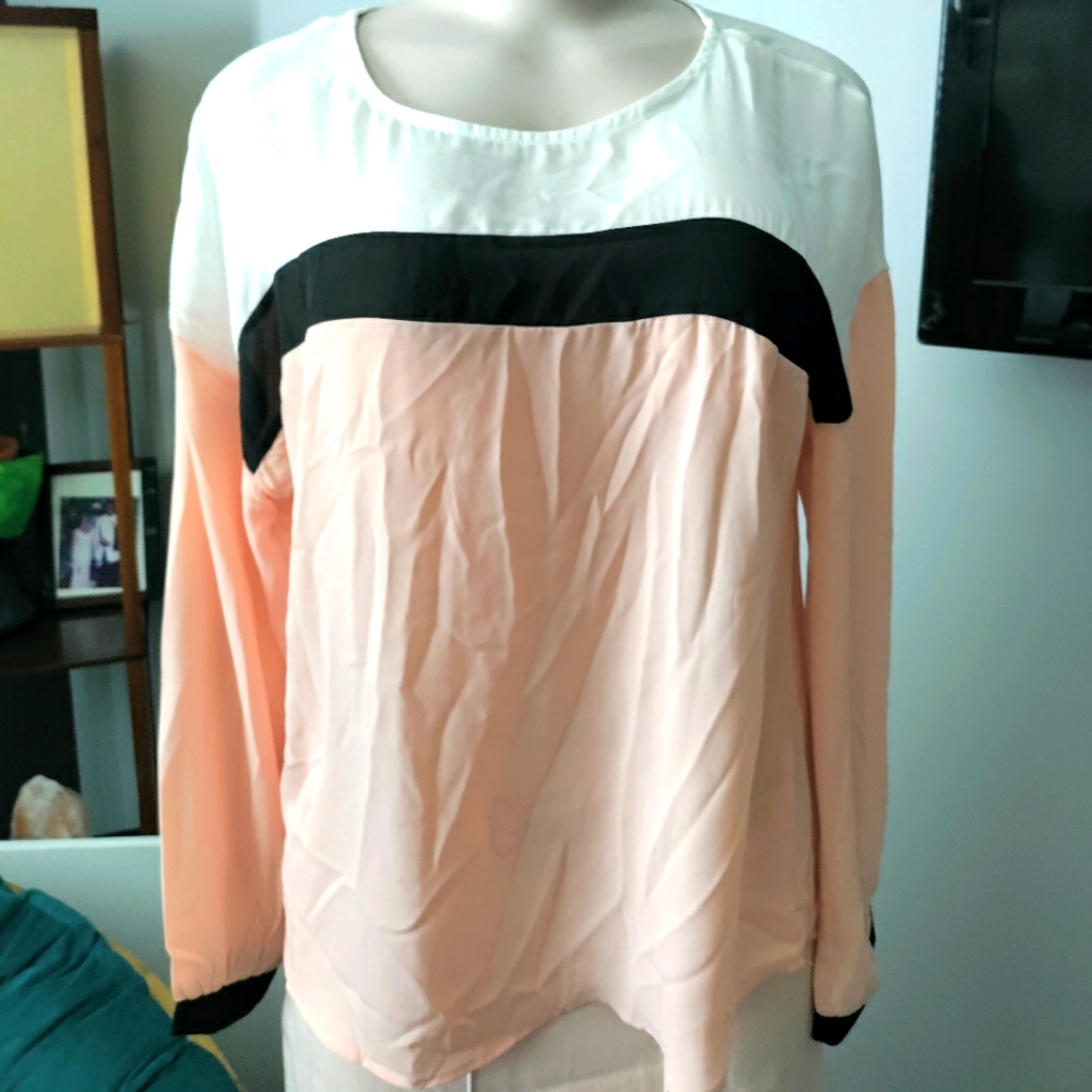 Shein plus size color block blouse